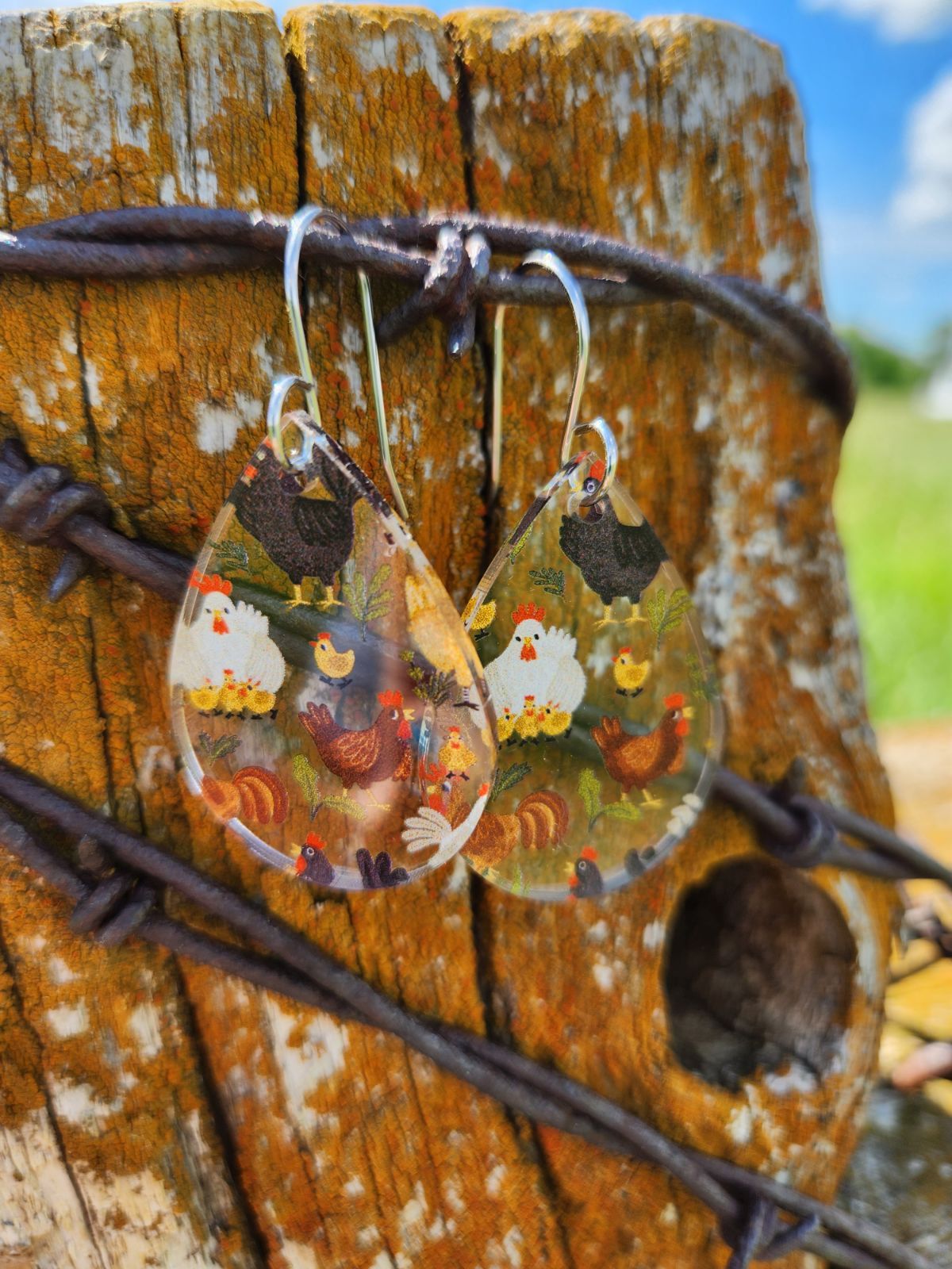 Acrylic Chicken Dangles - Teardrop