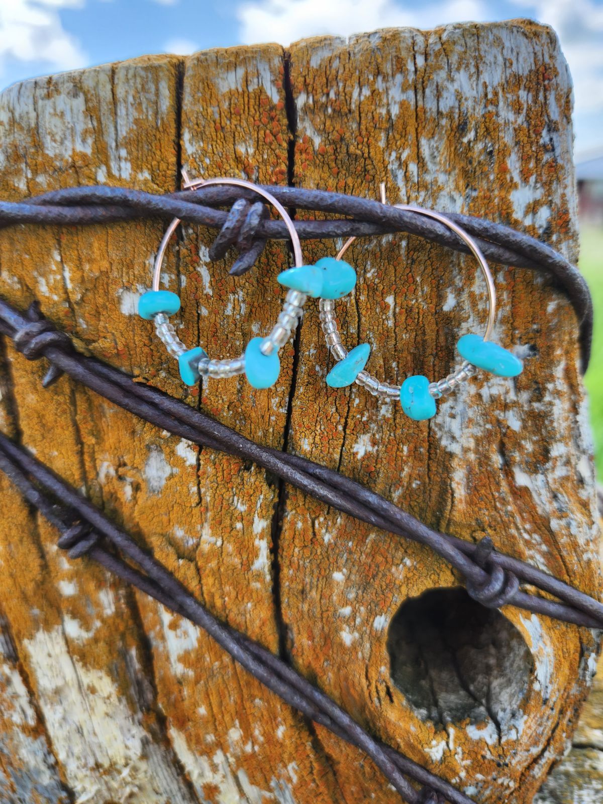 Bead & Turquoise Hoops